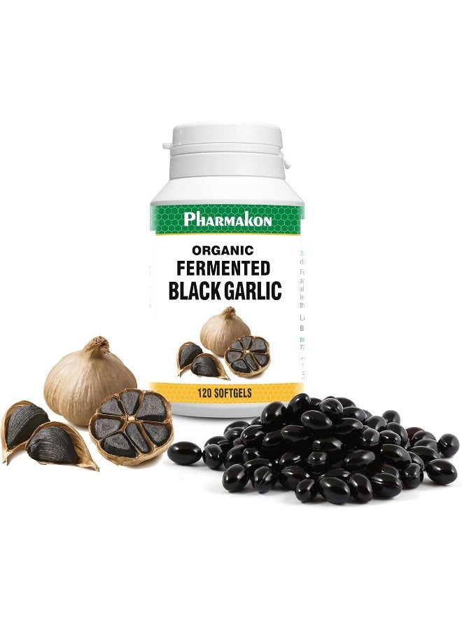PHARMAKON Organic Aged Black Garlic, Bioavailable Soft Capsules, Wholesome, Reduced Odor (120 Count) - Image 1
